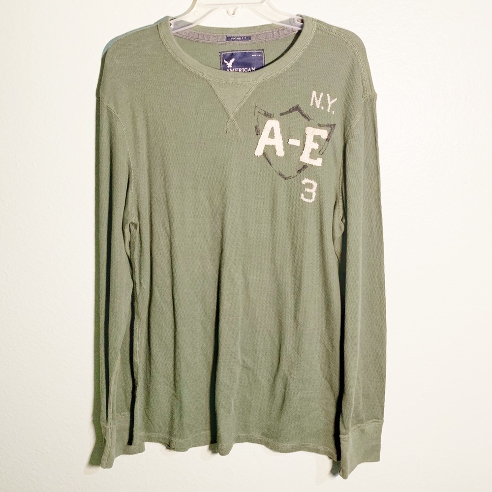 American Eagle Green Vintage Crew Neck Shirt AEO